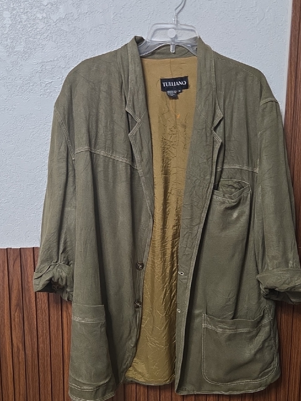 Tulliano Women's Olive Utility Jacket Medium 109% Silk.